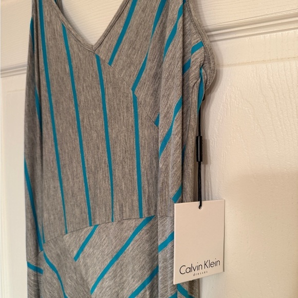 Calvin Klein Striped Gray and Blue full length Maxi Dress NWT - Picture 5 of 8